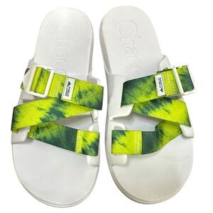 Chaco Tie Dye Chillo Green white Alpine Slides Sandals  Women’s 8